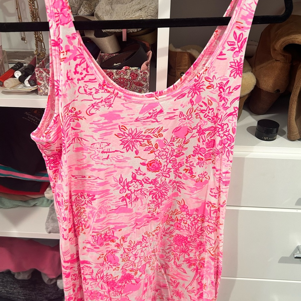Lilly Pulitzer Pink and White Sleeveless Tank Dress
